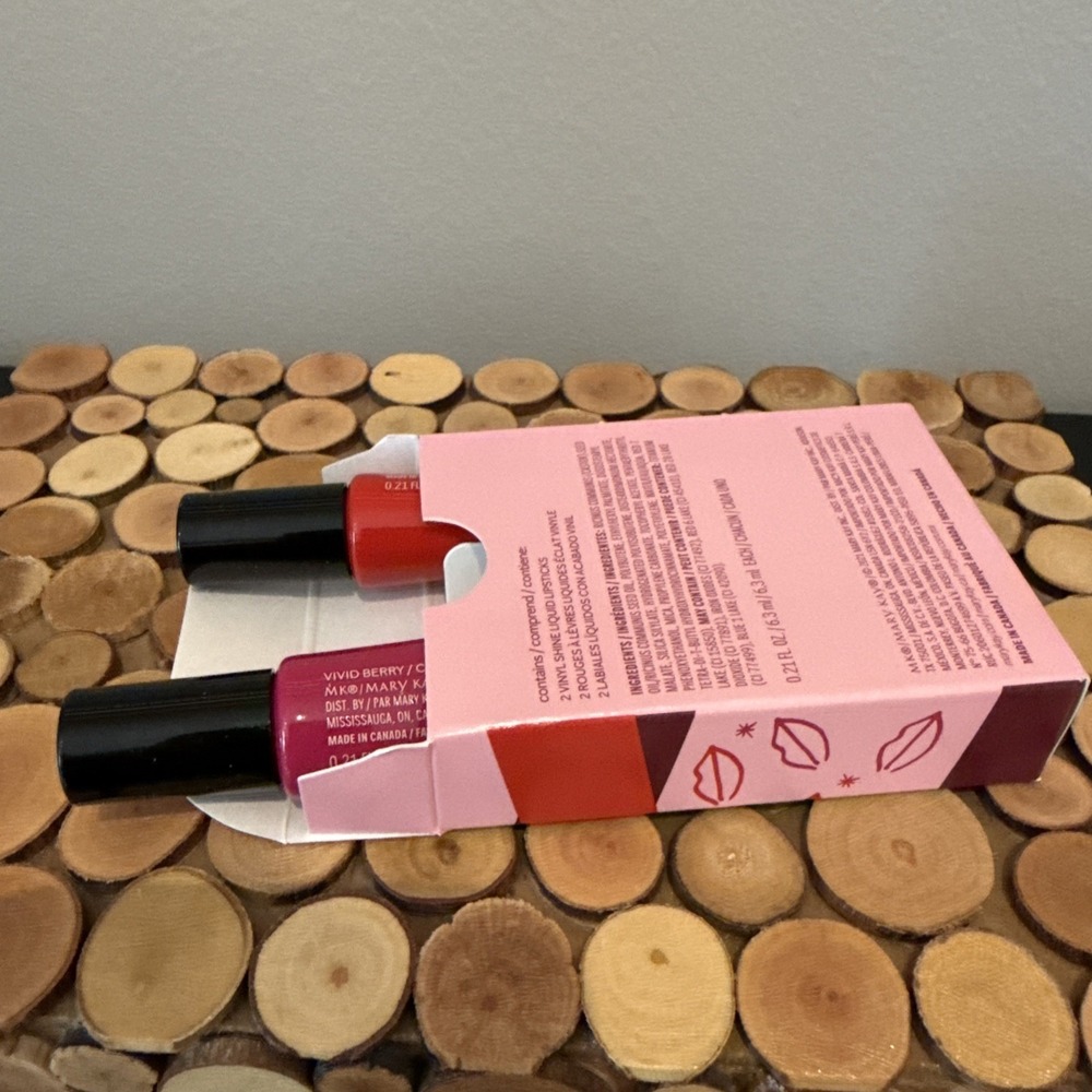 Mary Kay Vinyl Shine‎ Liquid Lip Set LUMINOUS RED & VIVID BERRY NIB